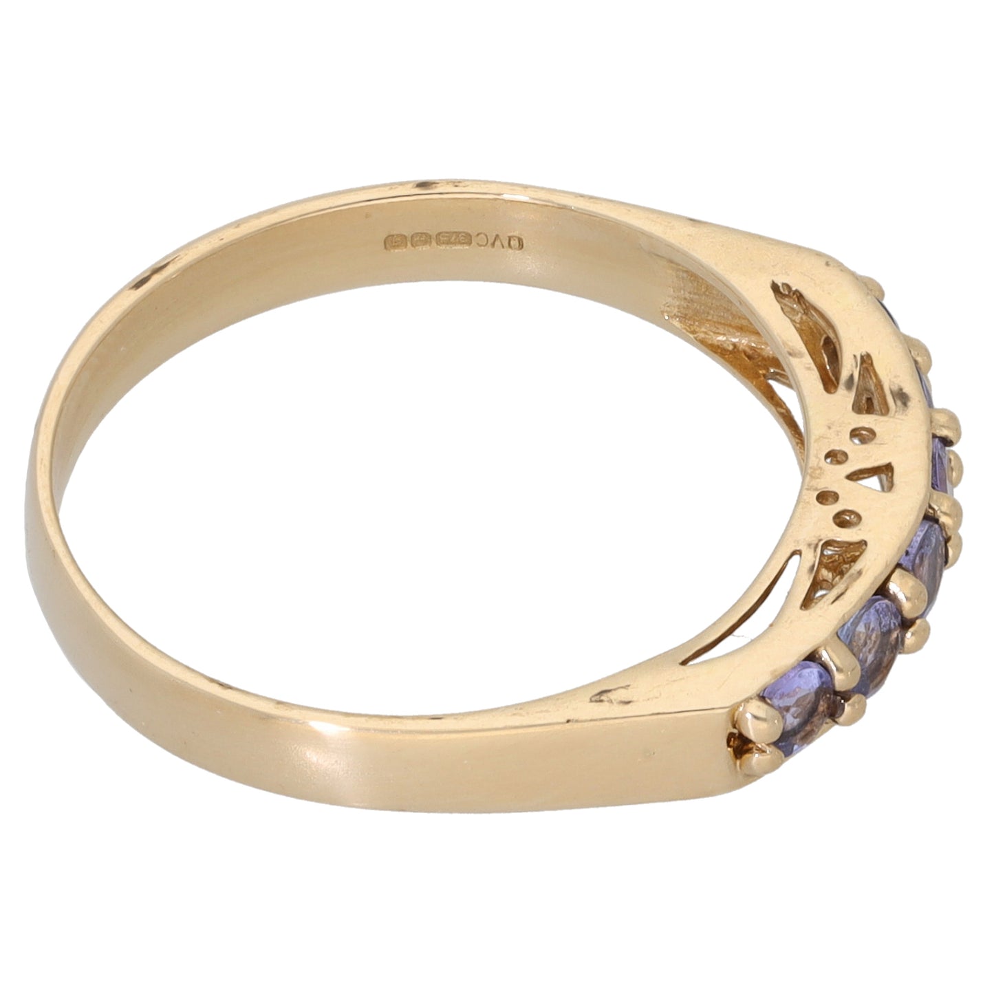9ct Gold Tanzanite Half Eternity Ring Size O