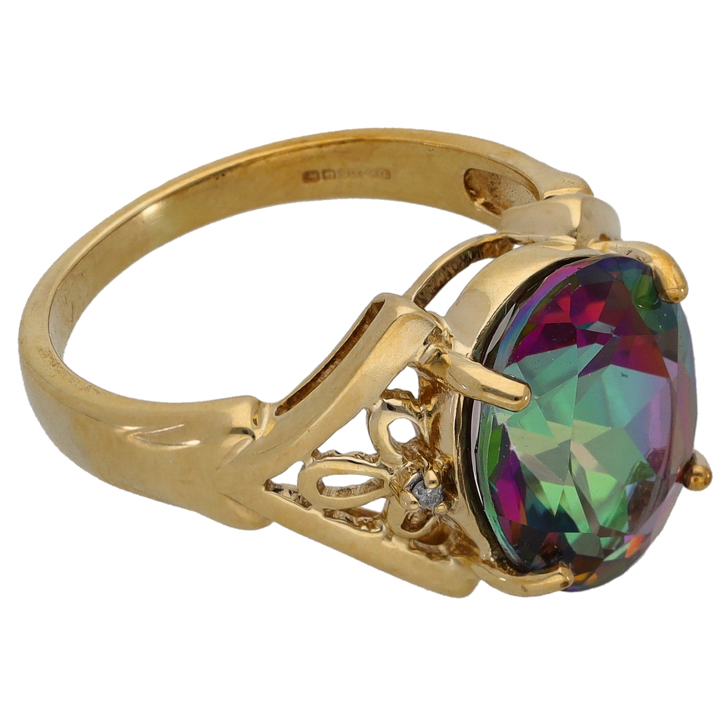 9ct Gold Coated Topaz & 0.02ct Diamond Dress/Cocktail Ring Size N