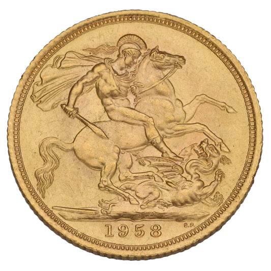 22ct Gold Queen Elizabeth II Full Sovereign Coin 1958