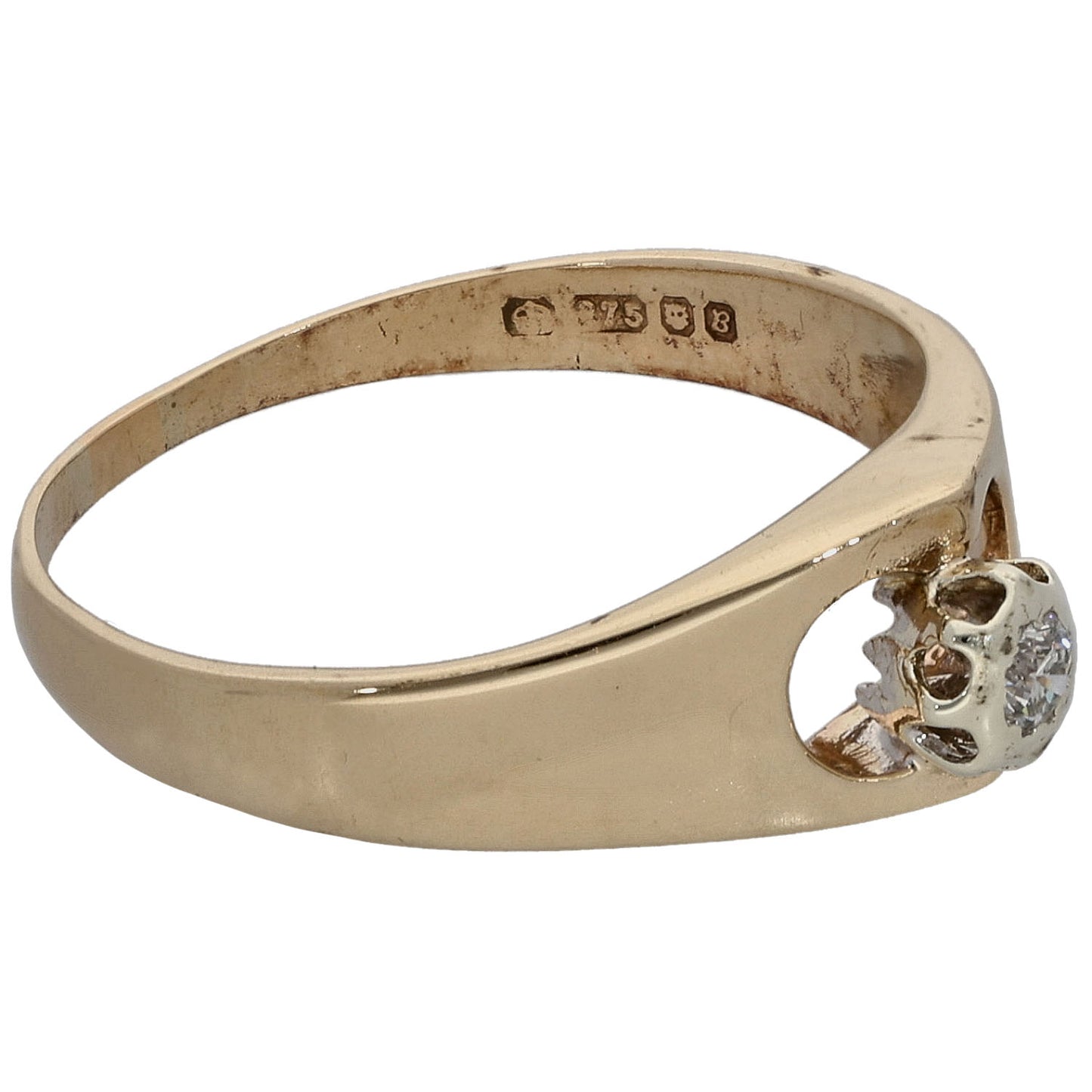 9ct Gold 0.05ct Diamond Solitaire Ring Size P