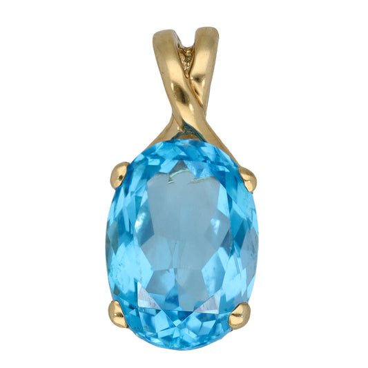 9ct Gold Topaz Single Stone Pendant