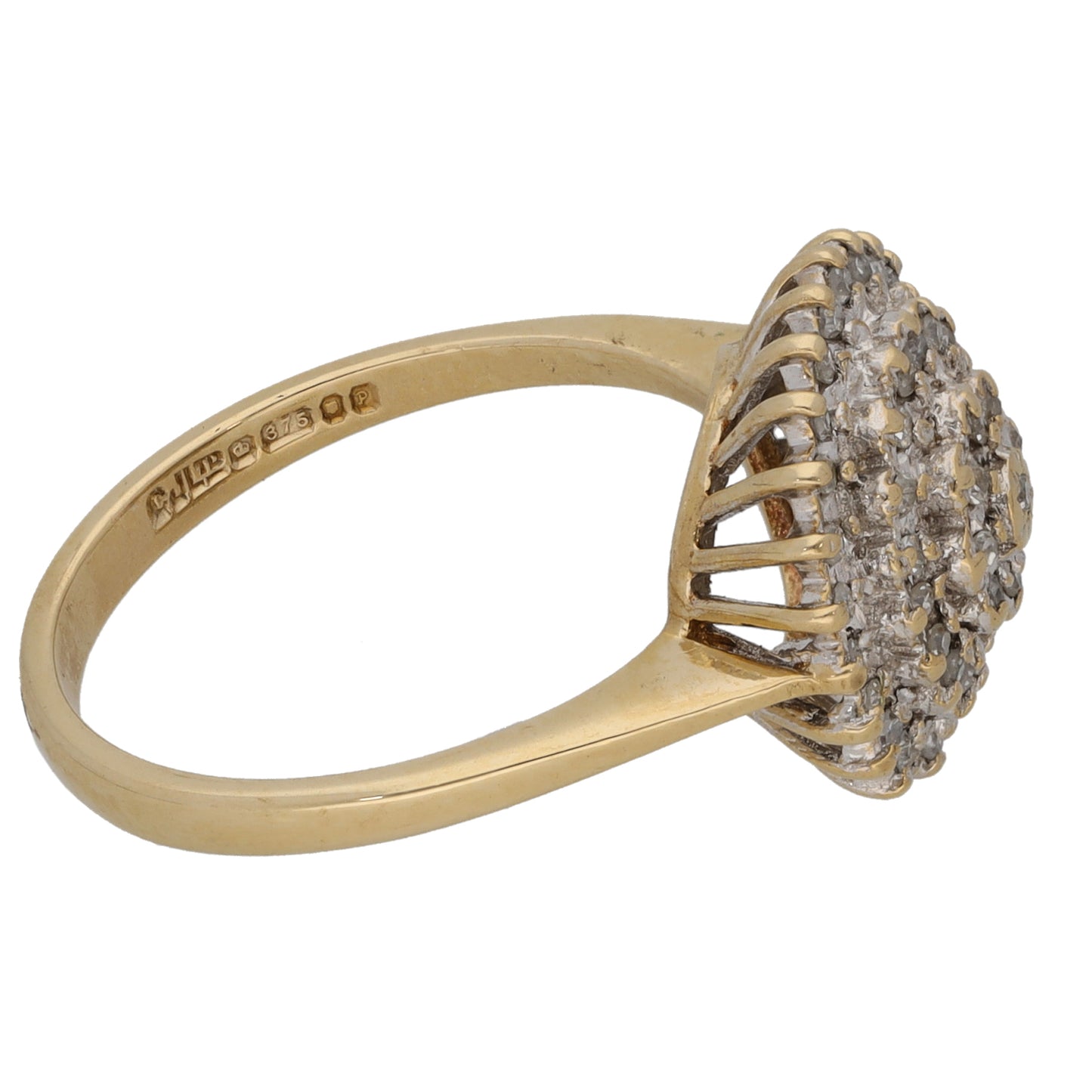 9ct Gold 0.225ct Diamond Cluster Ring Size L