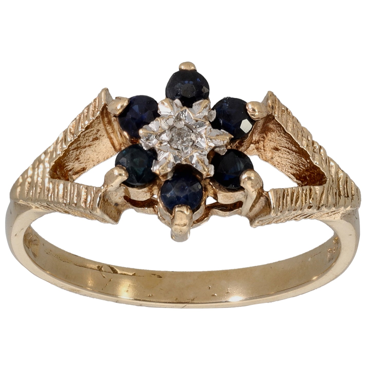 9ct Gold Sapphire & 0.01ct Diamond Dress/Cocktail Ring Size K