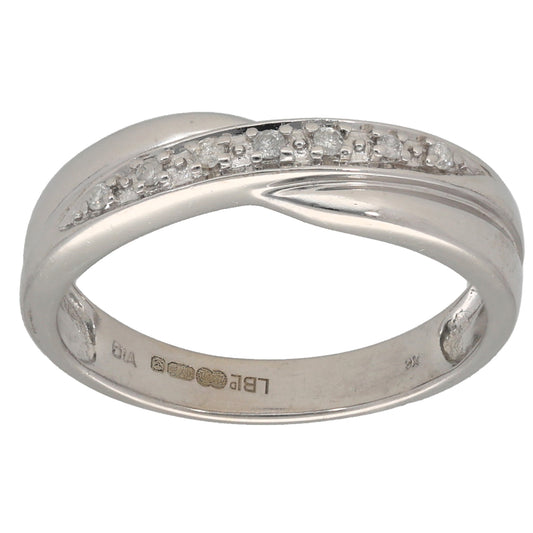 9ct White Gold 0.07ct Diamond Half Eternity Ring Size O