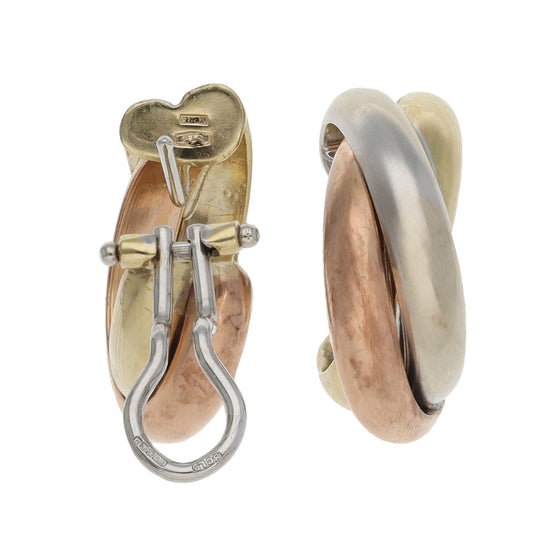 9ct Tricolour Gold Hoop Earrings