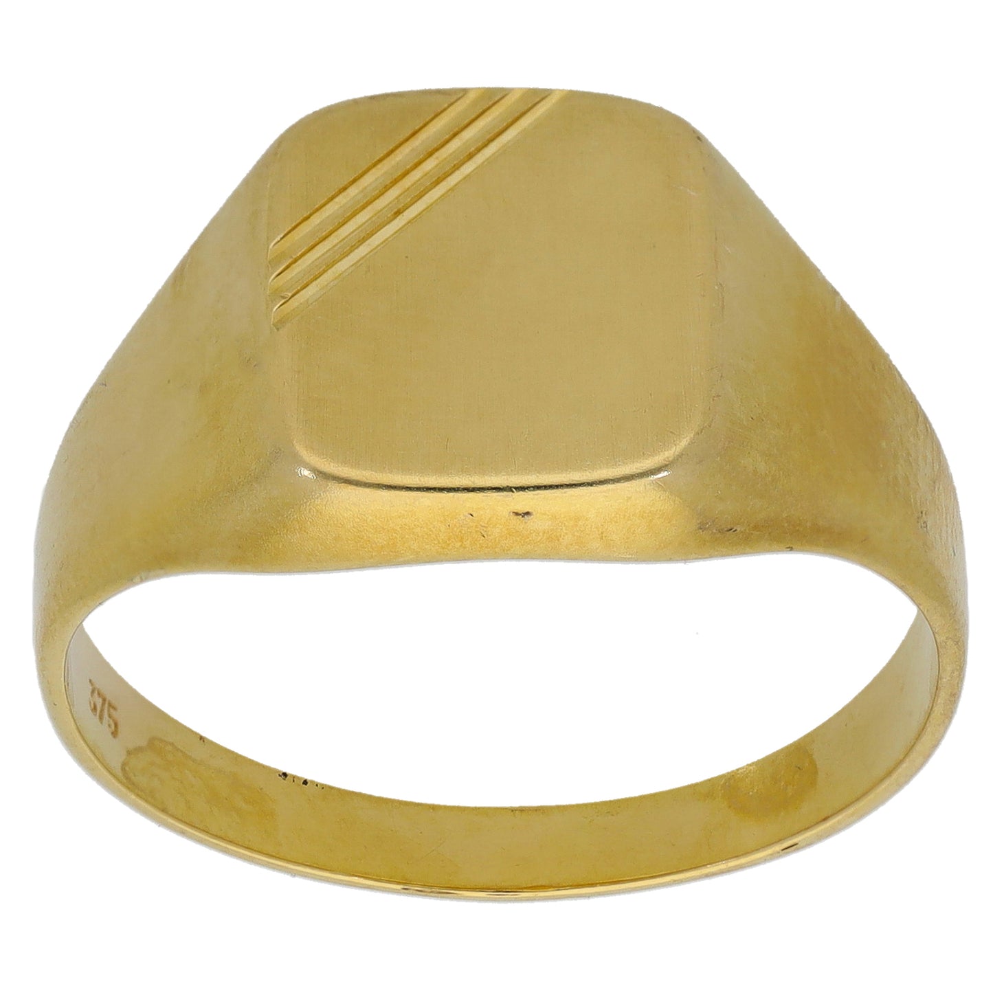 9ct Gold Patterned Signet Ring Size V