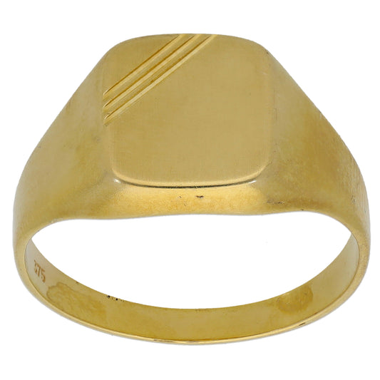9ct Gold Patterned Signet Ring Size V