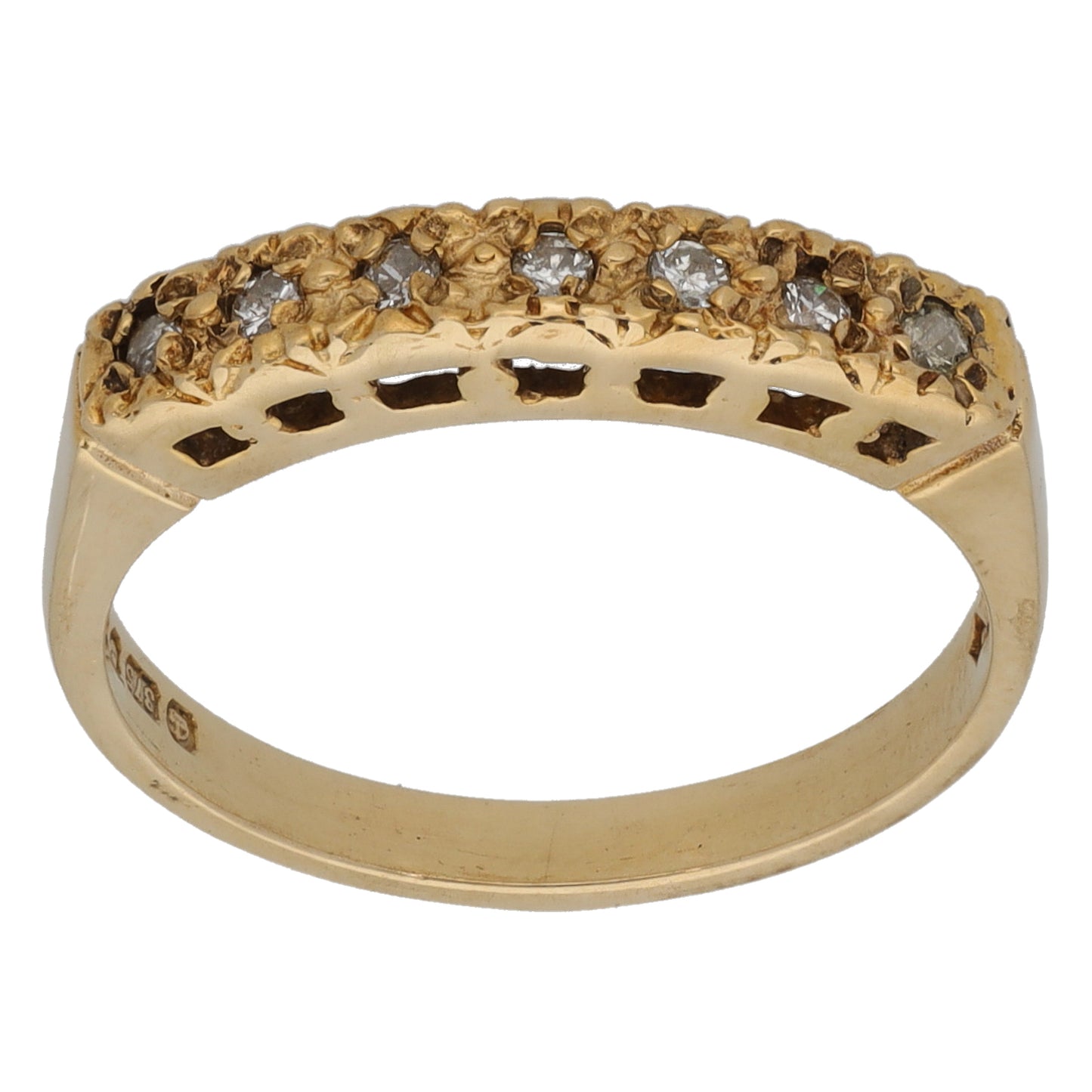 9ct Gold 0.14ct Diamond Half Eternity Ring Size M
