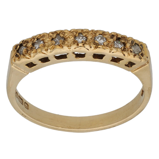 9ct Gold 0.14ct Diamond Half Eternity Ring Size M