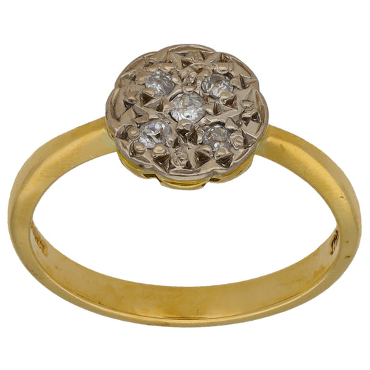 18ct Gold 0.12ct Diamond Cluster Ring Size O