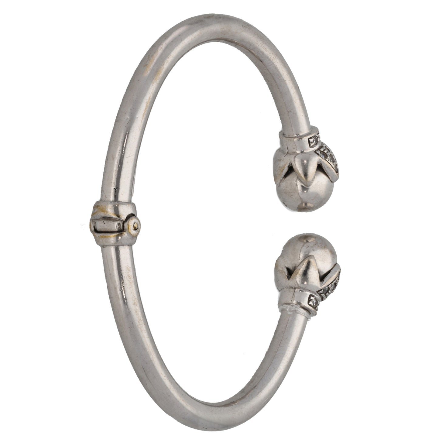 9ct White Gold Cubic Zirconia Hinged/Clasp Bangle