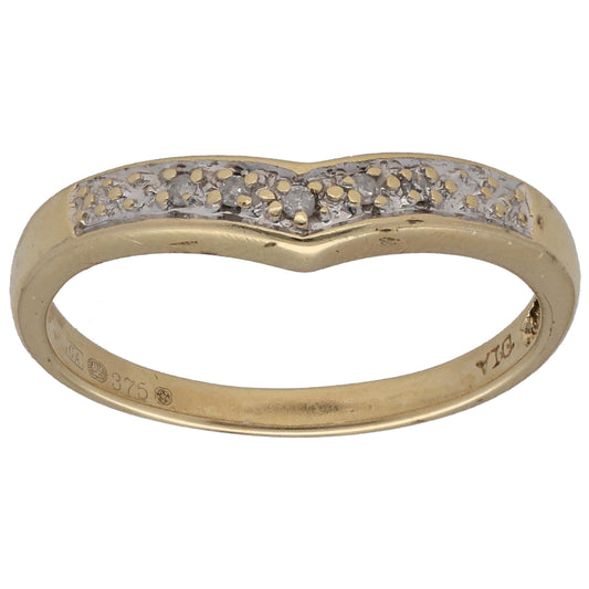9ct Gold 0.025ct Diamond Wishbone Ring Size L