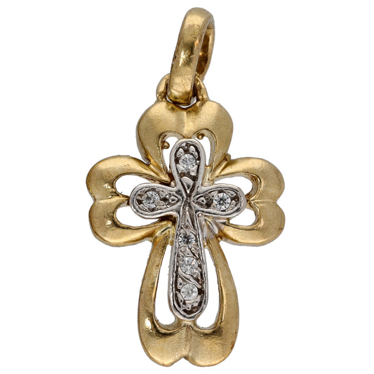 9ct Gold 0.03ct Diamond Cross Pendant