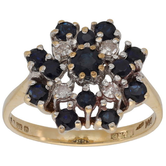 9ct Gold Sapphire & 0.08ct Dress/Cocktail Ring Size P