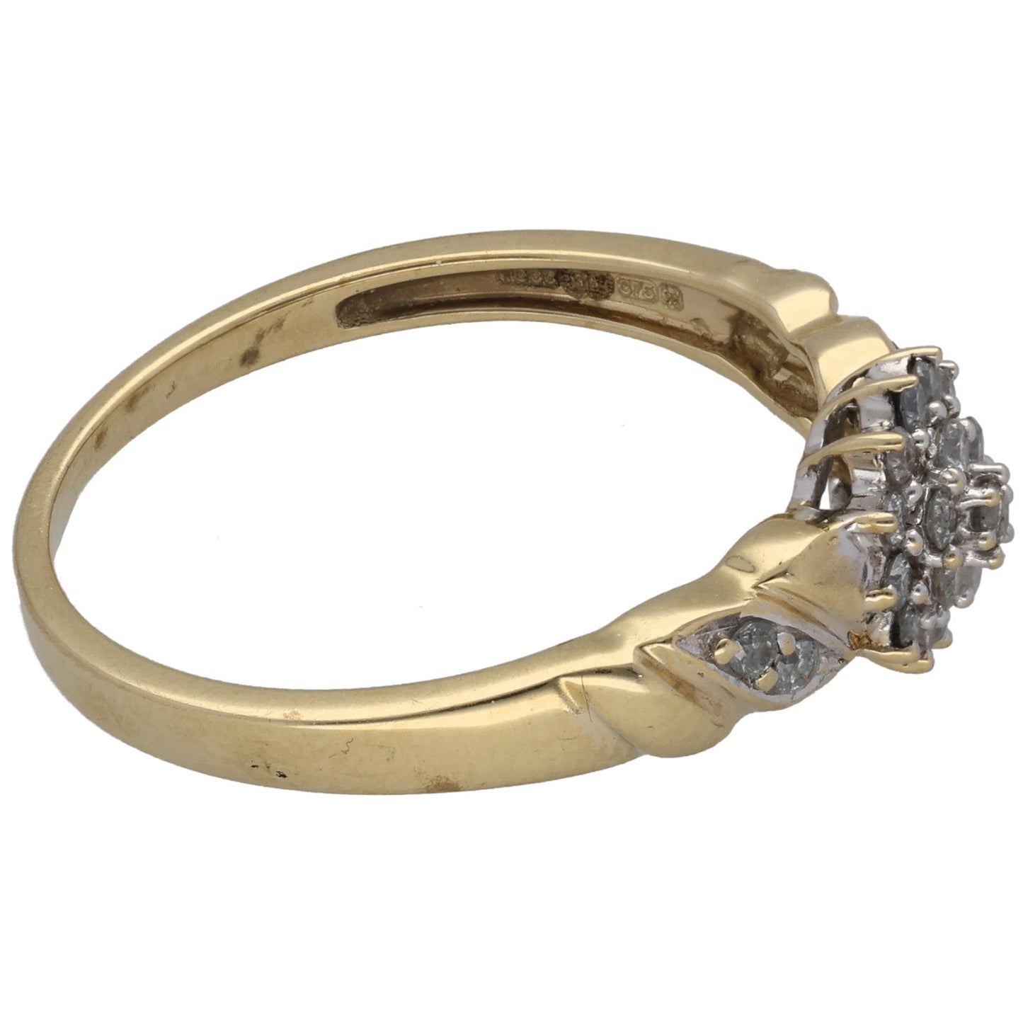 9ct Gold 0.115ct Diamond Cluster Ring Size P