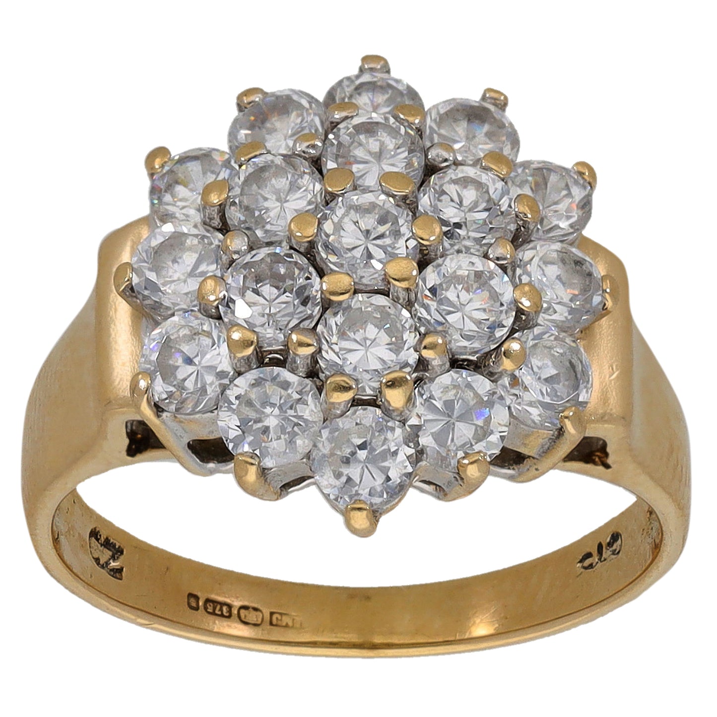 9ct Gold Cubic Zirconia Cluster Ring Size K