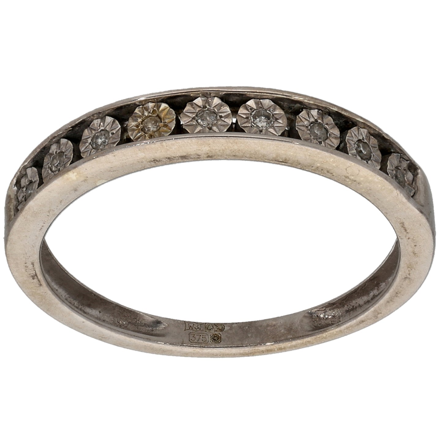 9ct White Gold 0.10ct Diamond Half Eternity Ring Size L