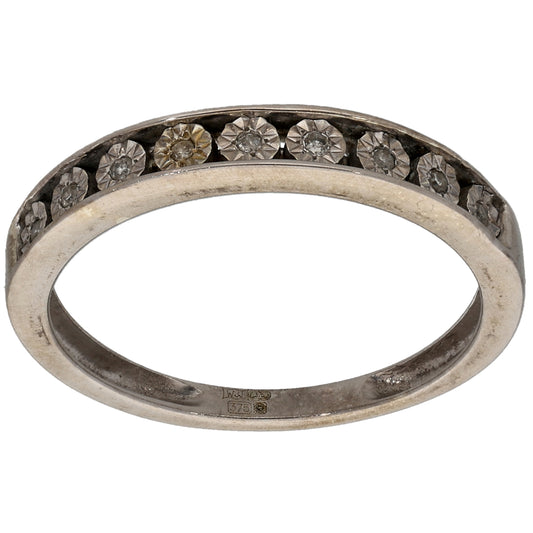 9ct White Gold 0.10ct Diamond Half Eternity Ring Size L