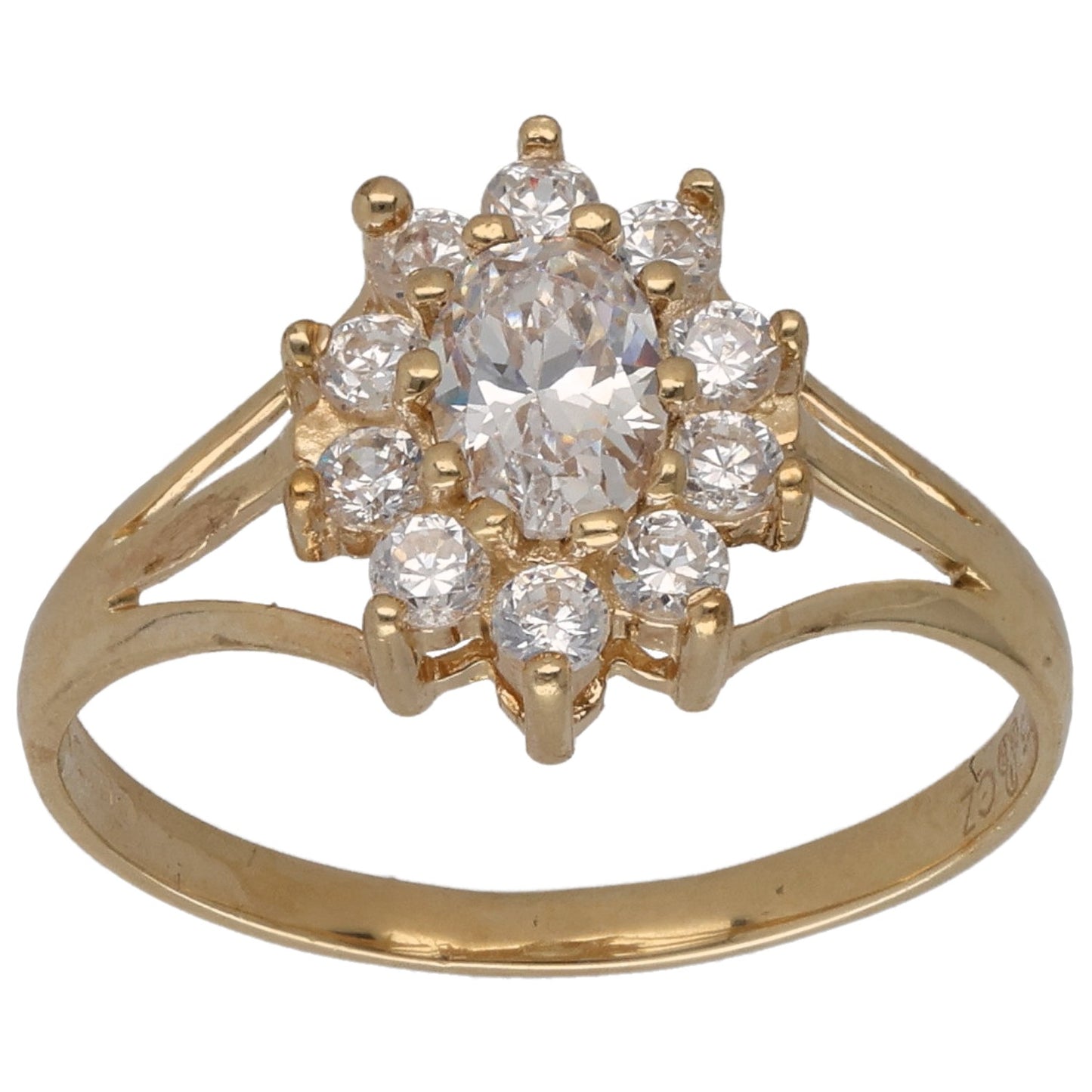 9ct Gold Cubic Zirconia Cluster Ring Size L