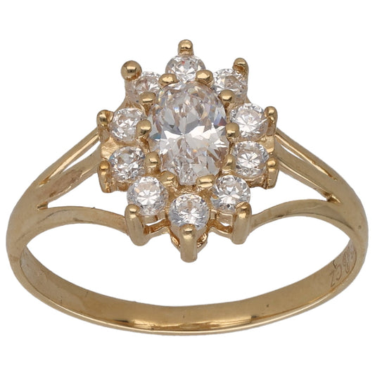 9ct Gold Cubic Zirconia Cluster Ring Size L