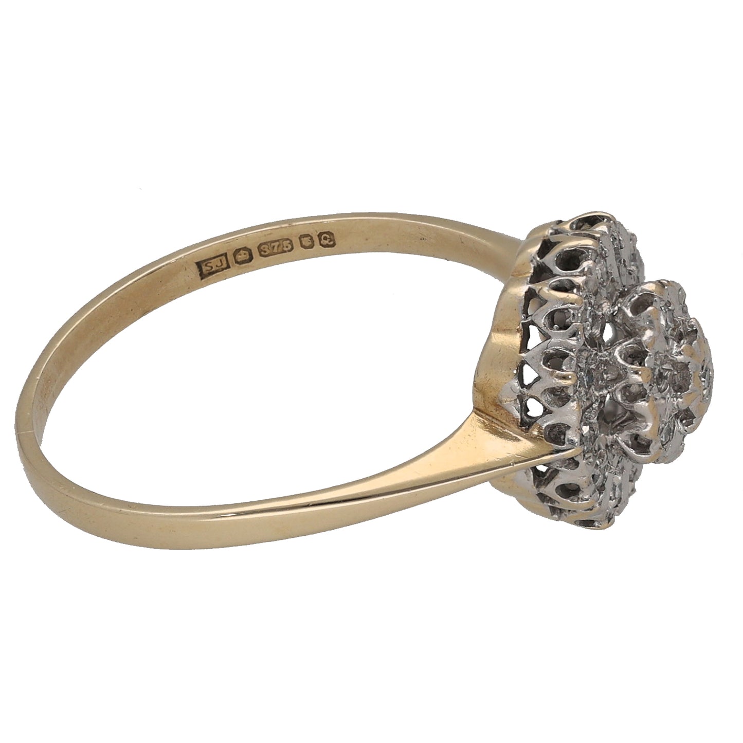 9ct Gold 0.19ct Diamond Cluster Ring Size P
