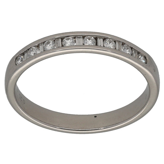 Platinum 0.20ct Diamond Half Eternity Ring Size P