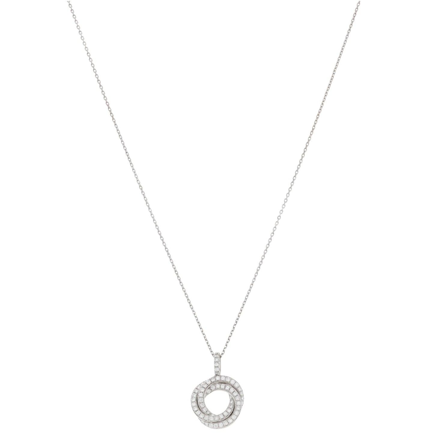 New 9ct White Gold Diamond Interlock Circle Pendant With Chain