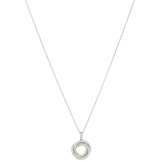 New 9ct White Gold Diamond Interlock Circle Pendant With Chain