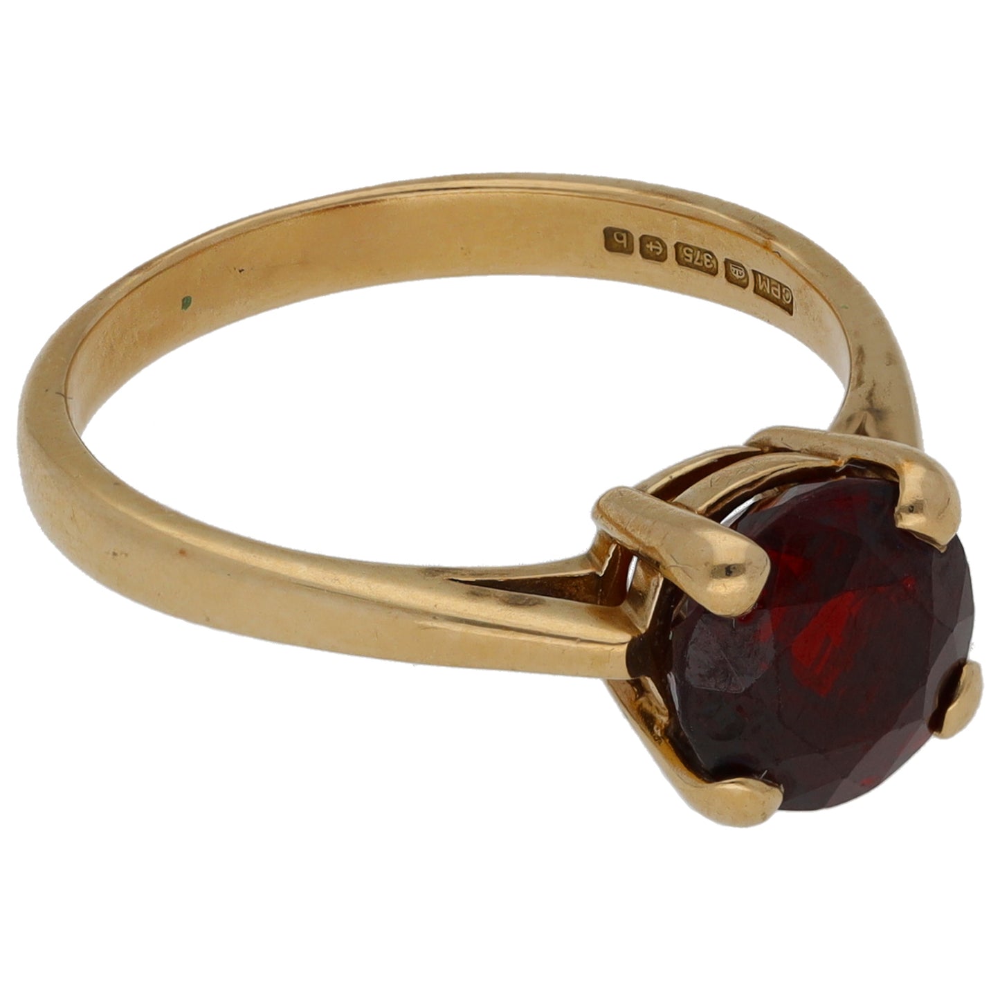 9ct Gold Garnet Single Stone Ring Size M