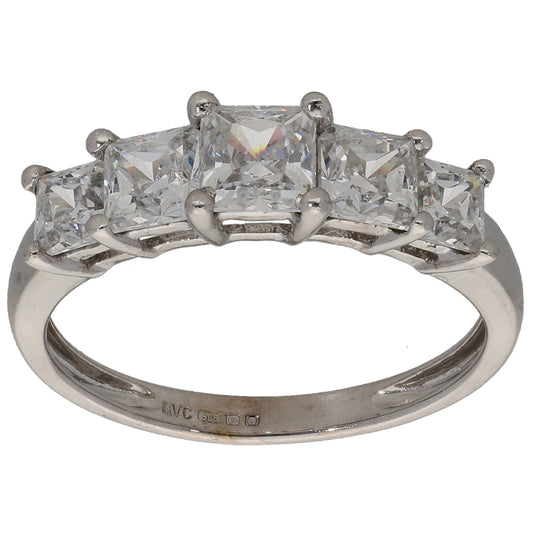 14ct White Gold Cubic Zirconia Half Eternity Ring Size N