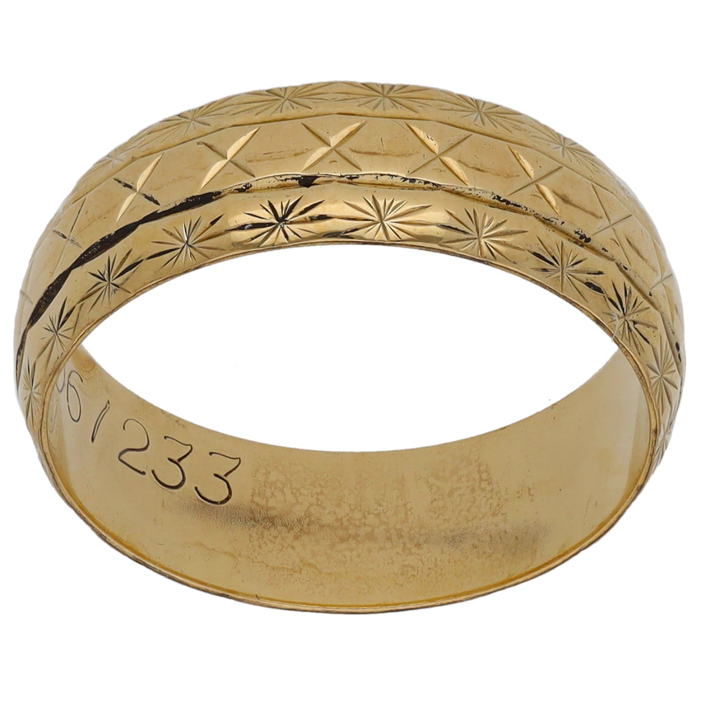 9ct Gold Patterned Wedding Ring Size L