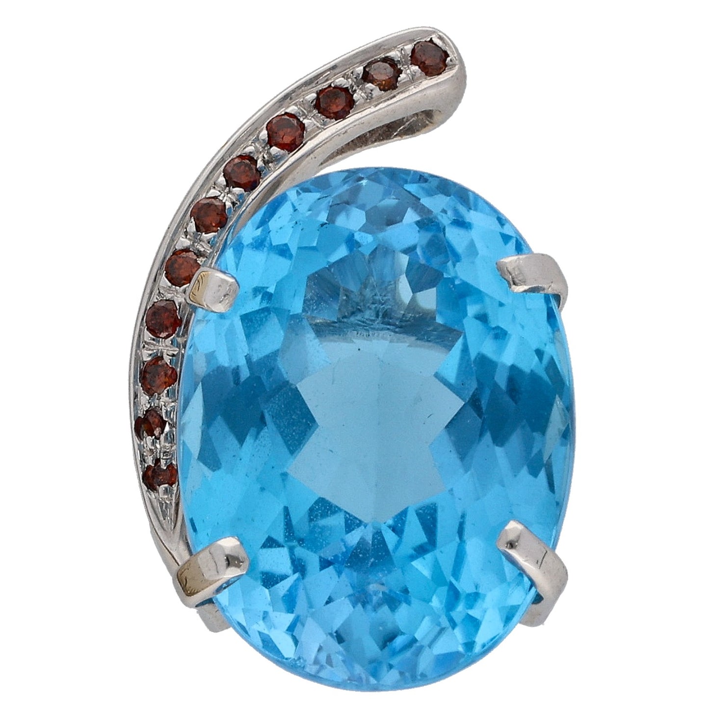 14ct White Gold Topaz & 0.11ct Diamond Dress/Cocktail Pendant
