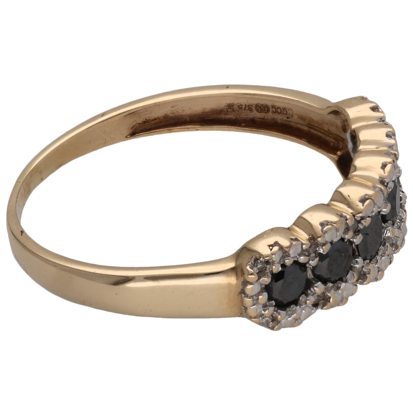 9ct Gold Sapphire & 0.07ct Diamond Dress/Cocktail Ring Size R