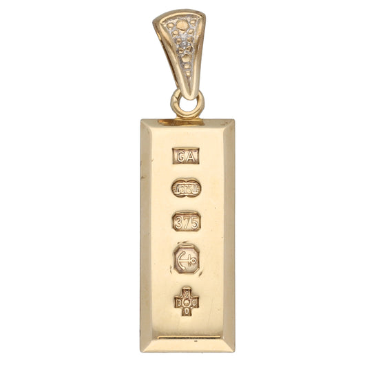 9ct Gold 0.005ct Diamond Ingot Pendant