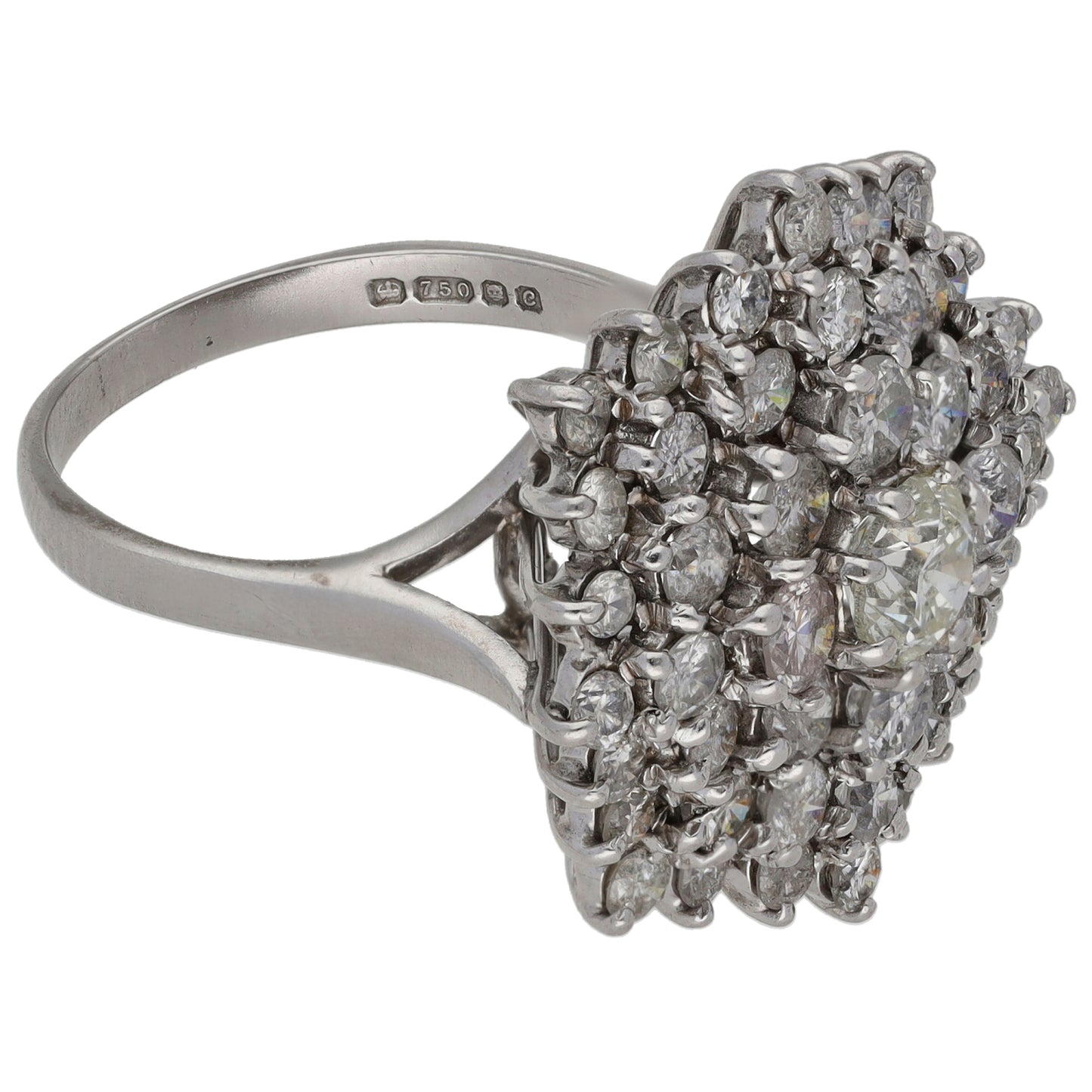 18ct White Gold 3.14ct Diamond Cluster Ring Size P