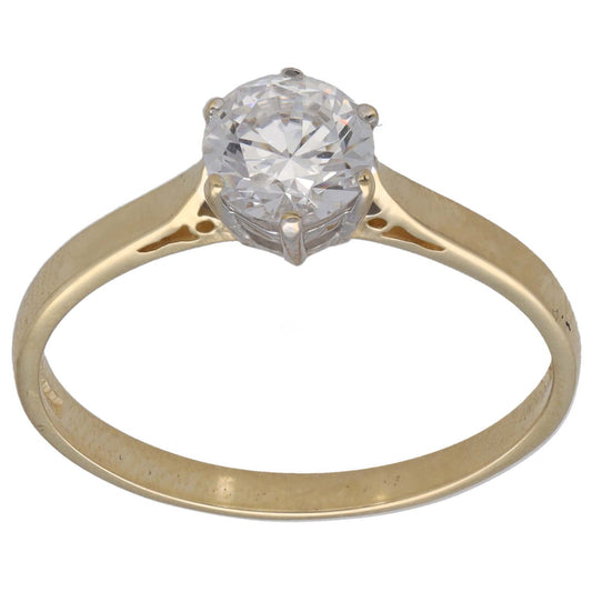 14ct Gold Cubic Zirconia Single Stone Ring Size U