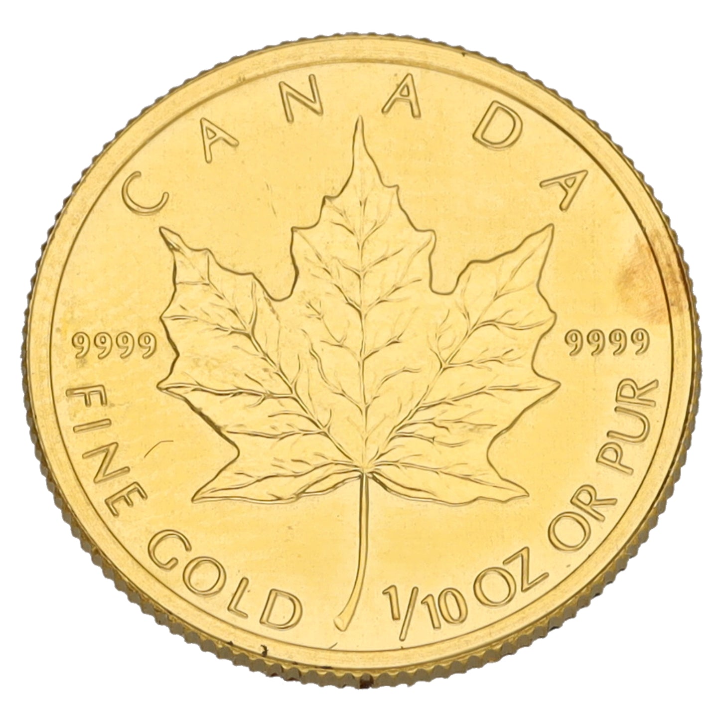24ct Gold Canada Maple 1/10 OZ Coin 2012