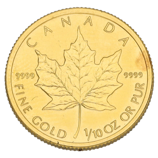 24ct Gold Canada Maple 1/10 OZ Coin 2012