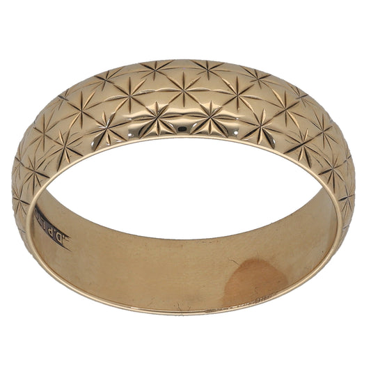 9ct Gold Patterned Wedding Ring Size Q