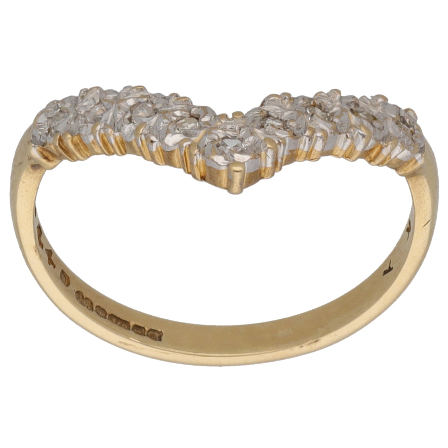 9ct Gold 0.045ct Diamond Wishbone Ring Size K