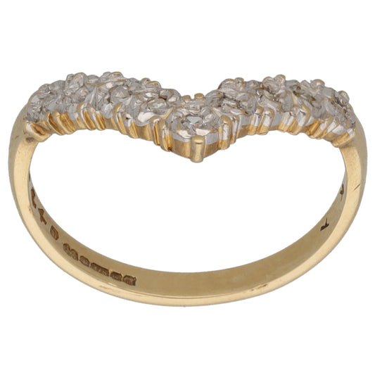 9ct Gold 0.045ct Diamond Wishbone Ring Size K
