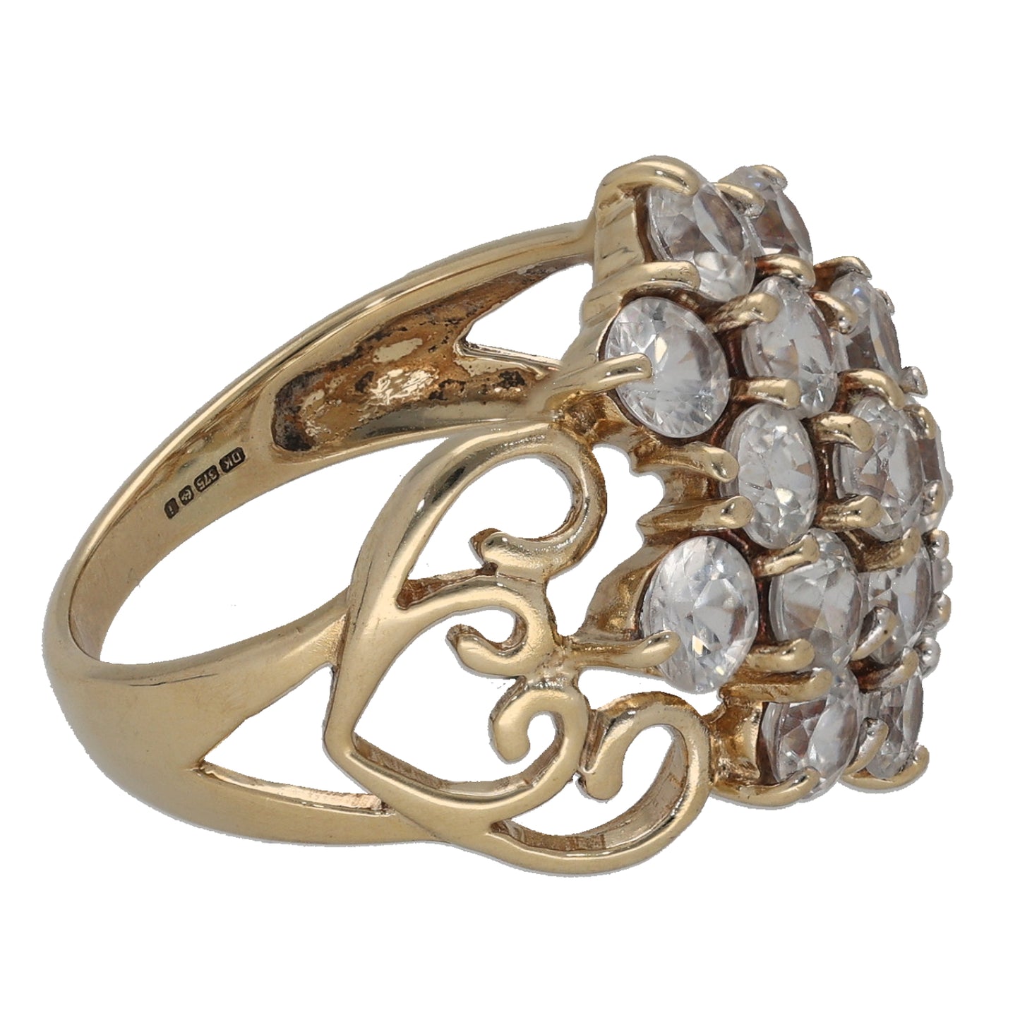 9ct Gold Cubic Zirconia Cluster Ring Size N