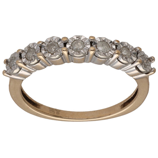 9ct Gold 0.21ct Diamond Half Eternity Ring Size O