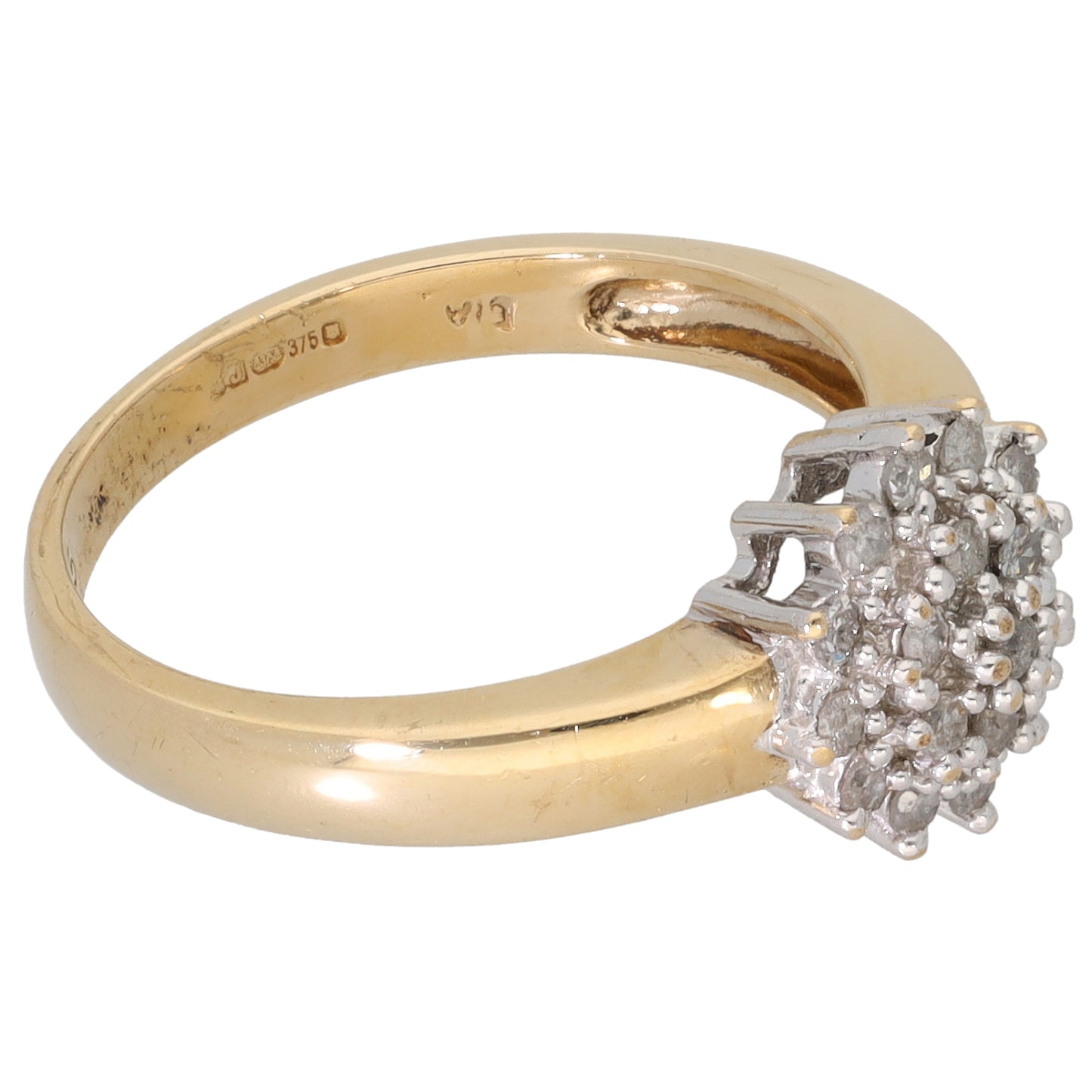 9ct Gold 0.155ct Diamond Cluster Ring Size L