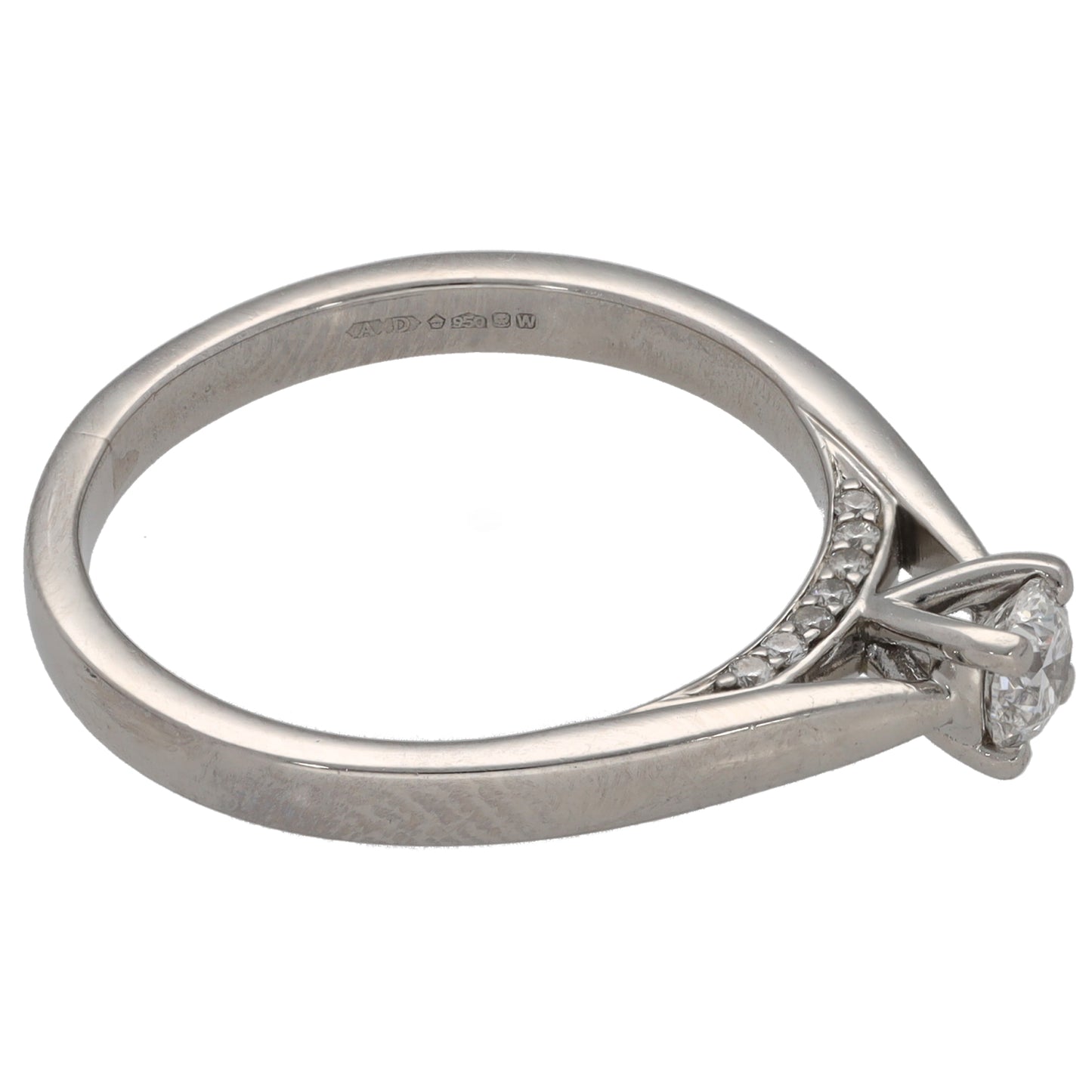 Platinum 0.37ct Diamond Solitaire Ring With Accent Stones Size O