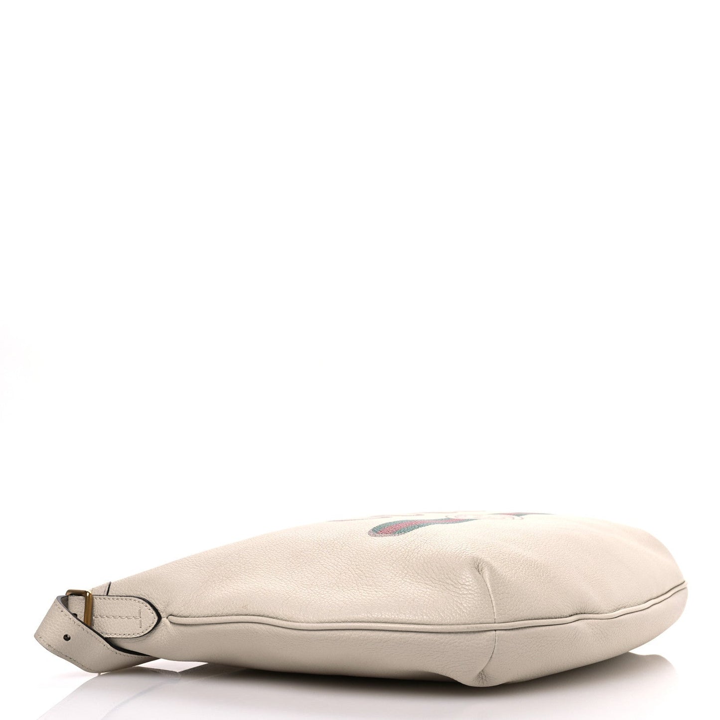 Gucci Grained Calfskin Logo Half Moon Hobo Bag - White