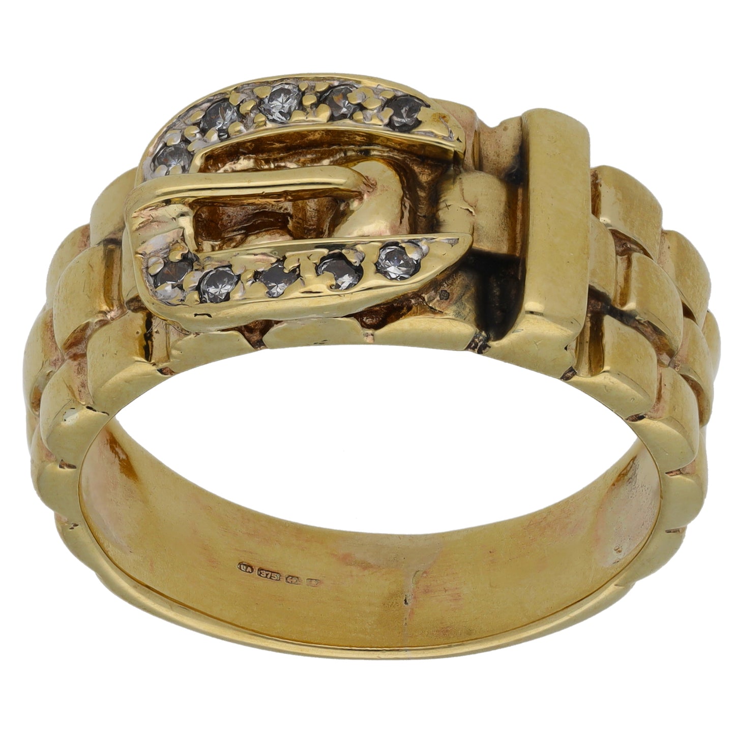 9ct Gold Cubic Zirconia Buckle Ring Size Z+1