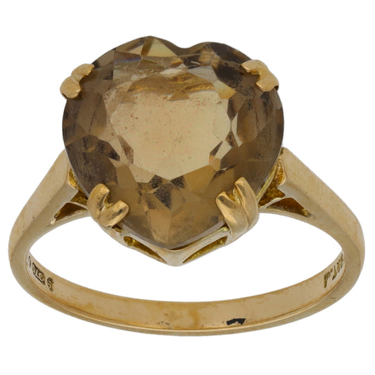 9ct Gold Smoky Quartz Single Stone Ring Size P