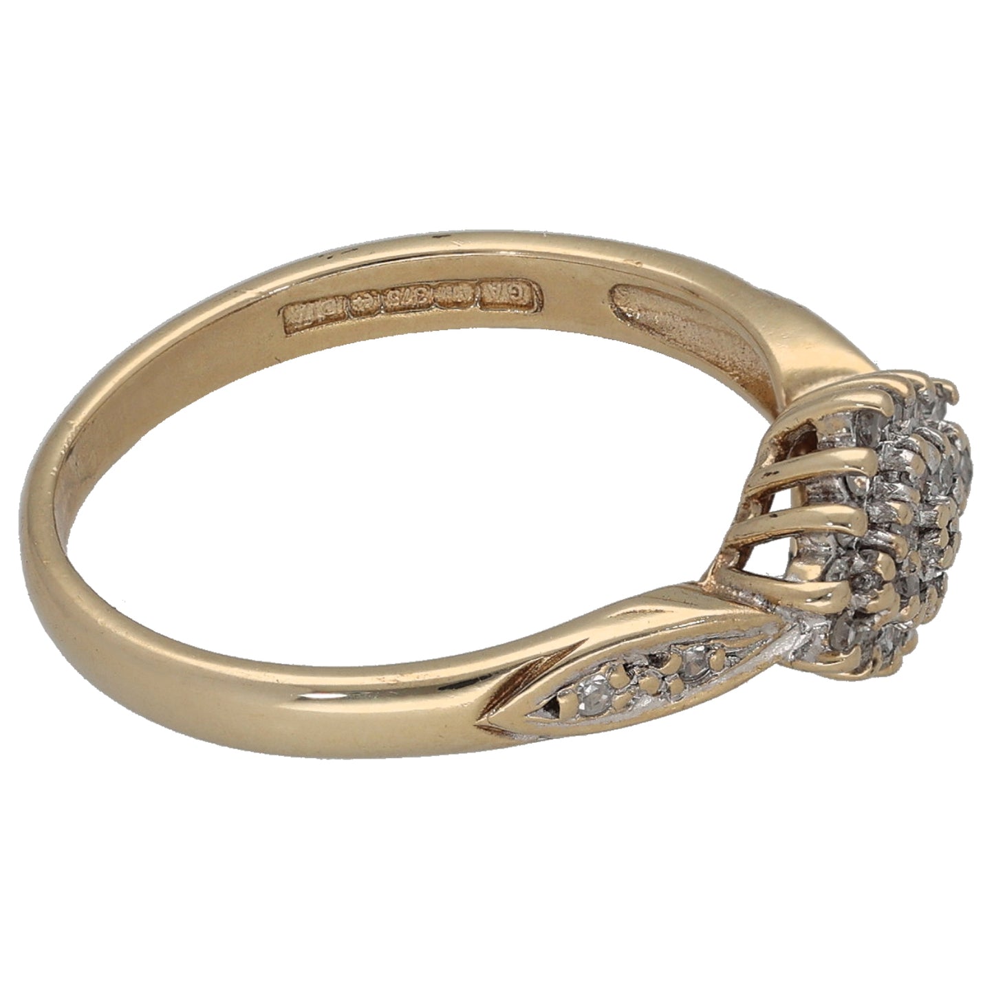 9ct Gold 0.15ct Diamond Cluster Ring Size M