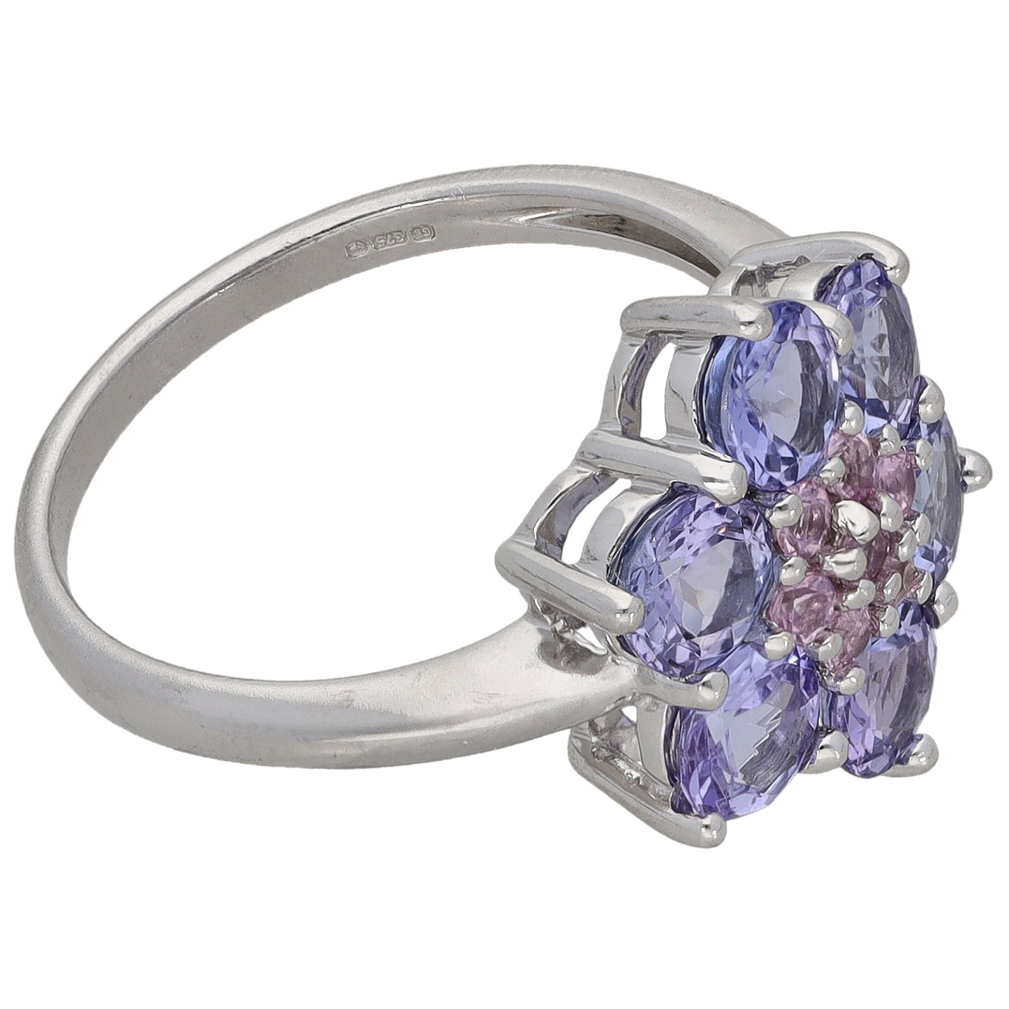 9ct White Gold Tanzanite & Sapphire Dress/Cocktail Ring Size N